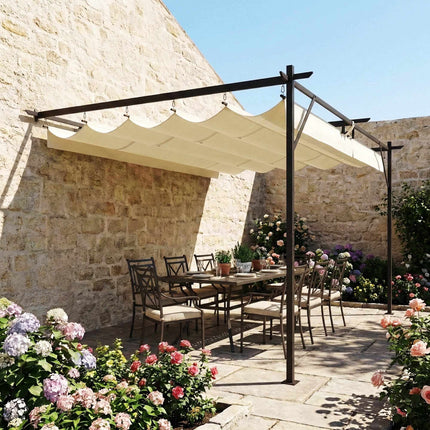 Wandmontierte Pergola mit verstellbarem Dach, 4x3m, UV30+-Schutz