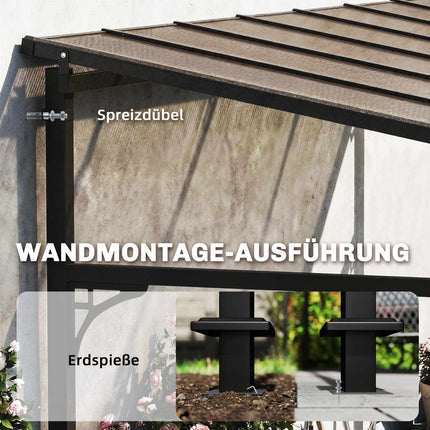 Pergola avec toit en polycarbonate, structure métallique, 400 x 300 cm