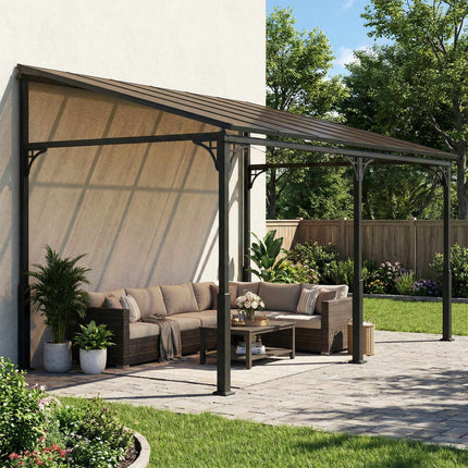 Pergola avec toit en polycarbonate, structure métallique, 400 x 300 cm