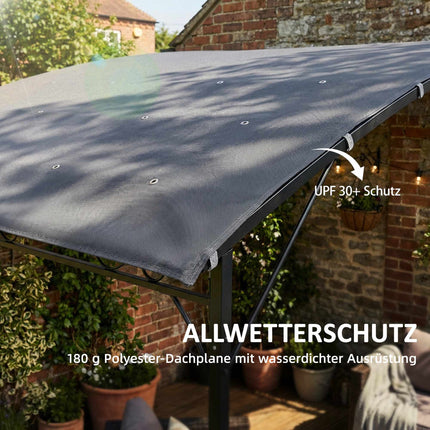 Pergola avec toile imperméable, structure métallique, 384 x 286 cm