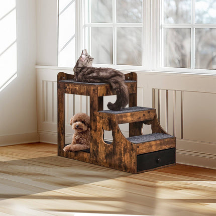 Pet Bunk Bed With Removable Stairs, Storage Drawer