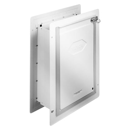 Pet Door 14.25 x 21.1 in, Metal Frame, Lock, 3-Flap System