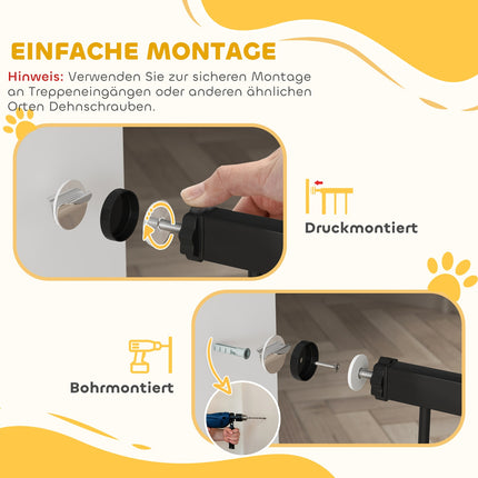 Porte pour animaux 106 cm, largeur réglable, chatière, noire