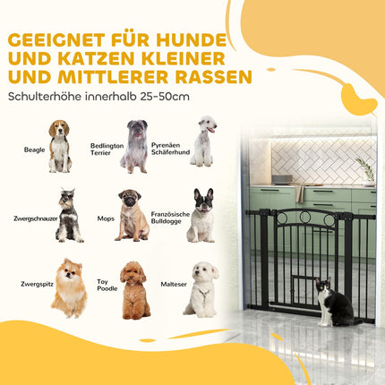 Haustiertür, 77 cm, verstellbar 76-104 cm, Katzenklappe, Schwarz