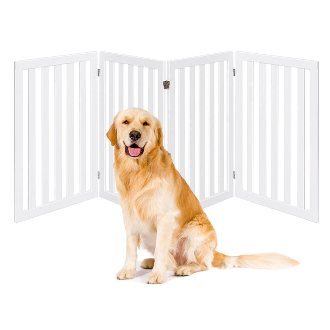 Barrière pour animaux, 89 cm de haut, 4 panneaux, pliable en bois, blanche