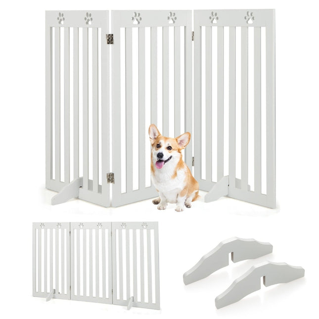 Barrière pour animaux, 89 cm de haut, barrière pliable en bois, blanche