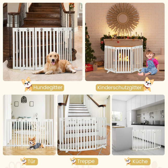 Barrière pour animaux, 89 cm de haut, barrière pliable en bois, blanche