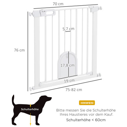 Barrière pour animaux de compagnie, réglable avec petite porte, en métal et plastique, blanche