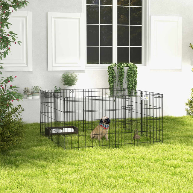 Parc pour animaux avec porte, intérieur/extérieur, métal, 61 cm, noir