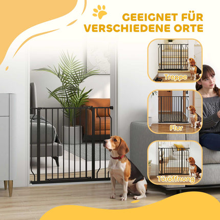 Haustiertür, verstellbar 75-95 cm, Stahl/ABS, Schwarz