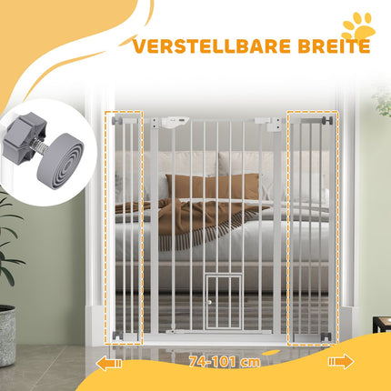 Barrière de sécurité pour animaux, sans perçage, fermeture automatique, réglable de 74 à 101 cm