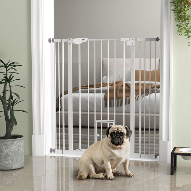 Barrière de sécurité pour animaux, sans perçage, fermeture automatique, réglable de 74 à 101 cm