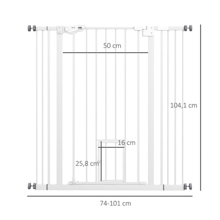 Barrière de sécurité pour animaux, sans perçage, fermeture automatique, réglable de 74 à 101 cm