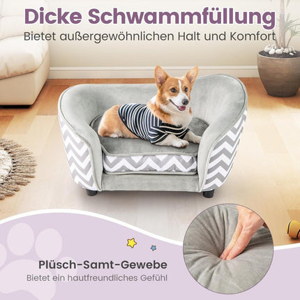 Canapé-lit pour animaux avec housse lavable et coussin moelleux, 70 x 41 x 40 cm