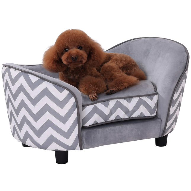 Graues, gepolstertes Schlafsofa für Haustiere – Schaumstoff, Holz, 68,5x40,5 cm