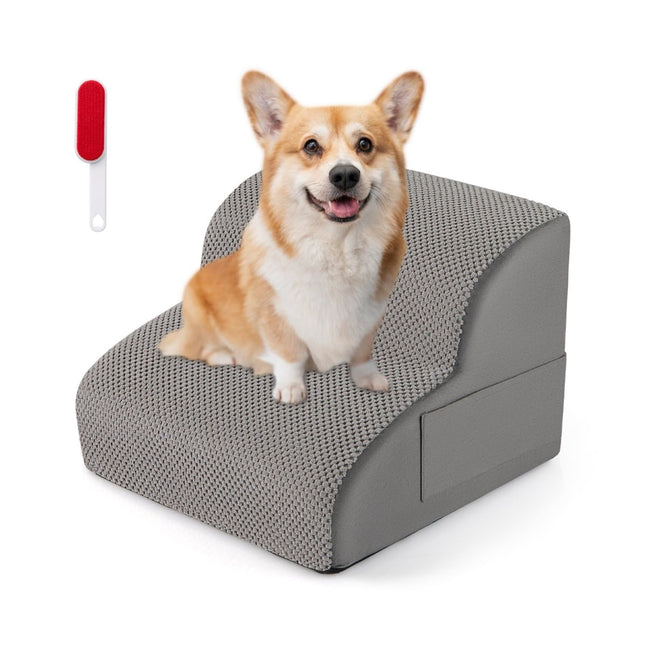 Escalier pour animaux, 2 marches en mousse antidérapante, capacité de 20 kg, gris