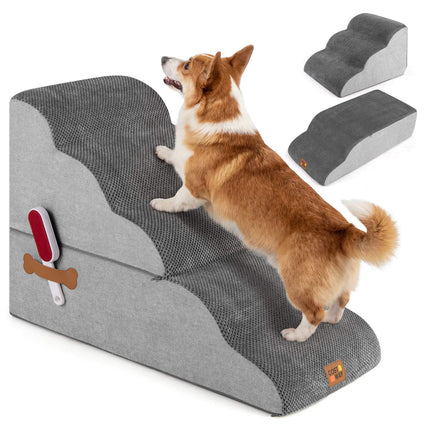 Escalier pour animaux de compagnie, 5 marches, 50 cm de hauteur, gris, housse lavable
