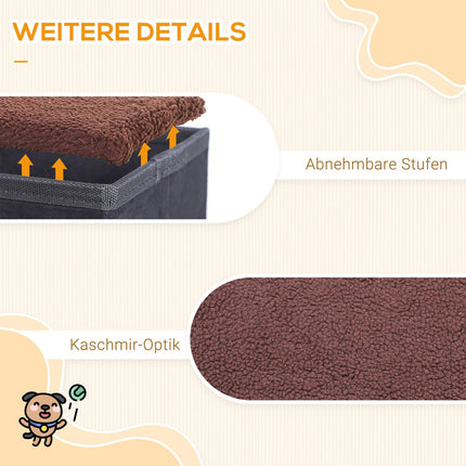 Faltbare Haustiertreppe mit Stauraum – 3 Stufen, MDF, schwarz