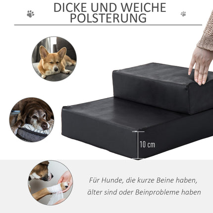 Tapis Pliable Pour Animal Domestique Avec 2 Marches, Escalier Pour Chien Et Chat, Noir, L45 X L39 X H20 Cm