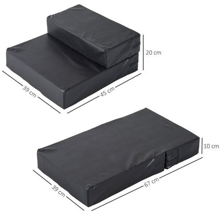 Tapis Pliable Pour Animal Domestique Avec 2 Marches, Escalier Pour Chien Et Chat, Noir, L45 X L39 X H20 Cm