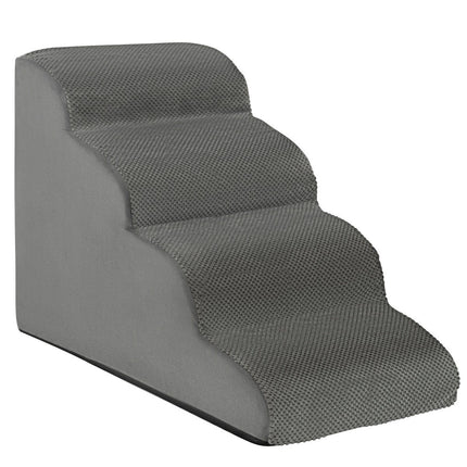 Haustiertreppe, rutschfeste 4-stufige Hunderampe aus Schaumstoff, 72 x 41 x 51 cm, Grau