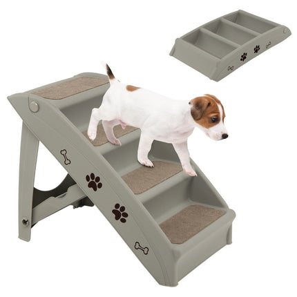 Escalier pour animaux de compagnie avec 4 marches, échelle d'escalade portable, rampe pour chien sécurisée, 62,5x38x49cm, gris