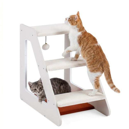 Escalier pour animaux avec lit intégré, 3 marches, rembourré de mousse, 54 x 33 x 48 cm