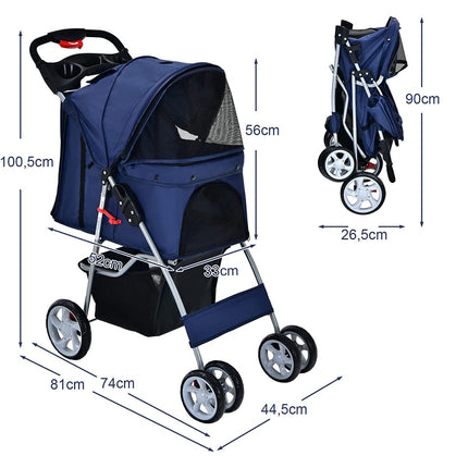 Poussette pliable pour petits animaux, capacité de charge : 15 kg