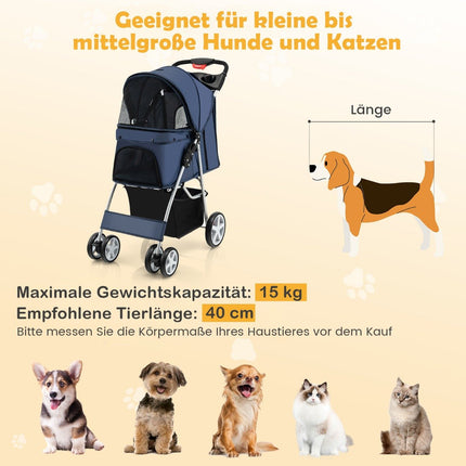 Poussette pliable pour petits animaux, capacité de charge : 15 kg