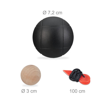 Jeu de boules de pétanque, 6 boules, deux couleurs, sac de transport