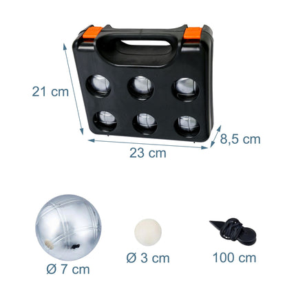 Jeu de pétanque, 6 boules avec étui et accessoires