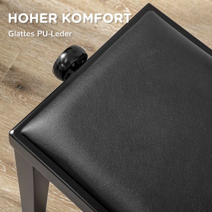 Höhenverstellbare Klavierbank mit Lederpolster, schwarz