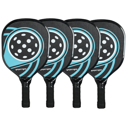 Pickleball-Set: 4 Schläger, 4 Bälle, Tragetasche, Blau/Schwarz