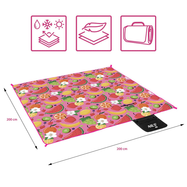 Picknickmatte, Fruchtdesign, 200x200 cm, PE Alu