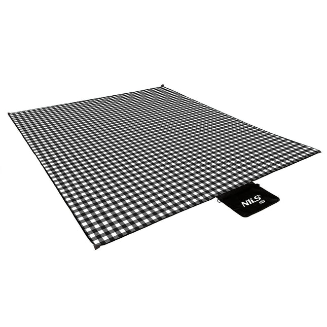 Picknickdecke, Weiß-Schwarz, 300x200 cm, PE + ALU