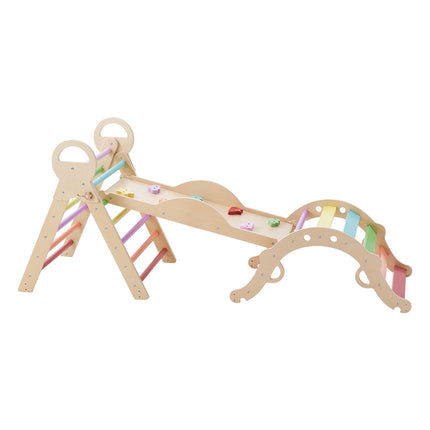 Pikler Triangle Set, 9-in-1 Foldable Solid Wood, 150 lb