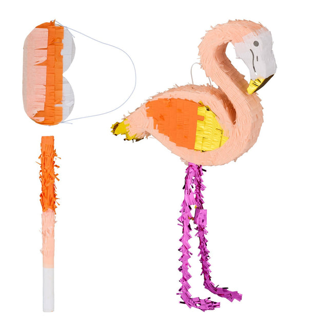 Pinata Flamingo mit Keule und Maske
