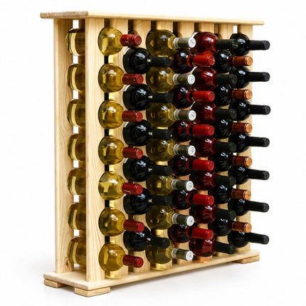 Casier à vin en pin, 46 bouteilles, finition naturelle