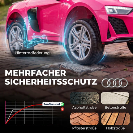 Voiture électrique rose 12V pour enfants avec télécommande et suspension