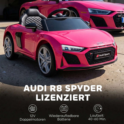 Voiture électrique rose 12V pour enfants avec télécommande et suspension