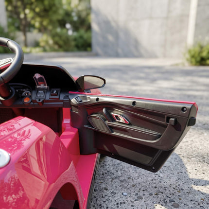 Voiture électrique rose 12V pour enfants avec télécommande et suspension