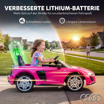 Voiture électrique rose 12V pour enfants avec télécommande et suspension
