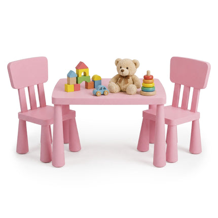 Ensemble table et chaises roses 3 pièces pour enfants, en plastique