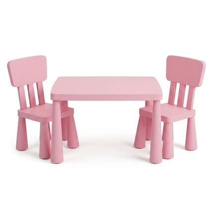 Ensemble table et chaises roses 3 pièces pour enfants, en plastique