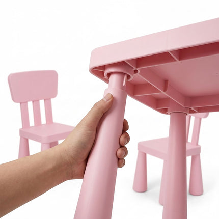 Ensemble table et chaises roses 3 pièces pour enfants, en plastique