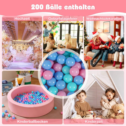 Piscine à balles en mousse rose avec 200 balles océan, housse lavable