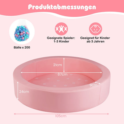 Piscine à balles en mousse rose avec 200 balles océan, housse lavable