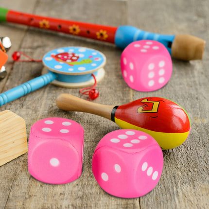 Ensemble de 6 dés en mousse rose pour enfants