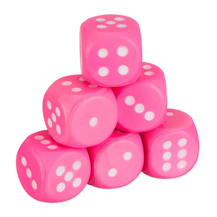 Ensemble de 6 dés en mousse rose pour enfants