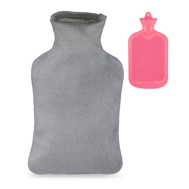 Bouillotte rose avec housse, capacité 2 L